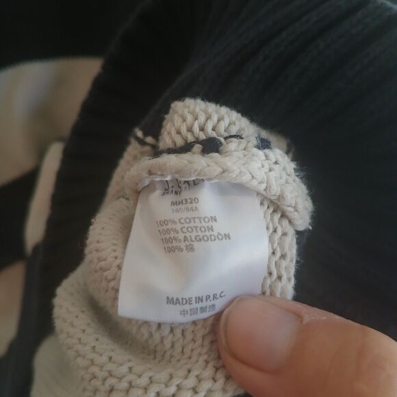 John Galt Navy Blue & Off White Striped Crew Neck 100% Cotton Sweater O/S - Picture 4 of 11